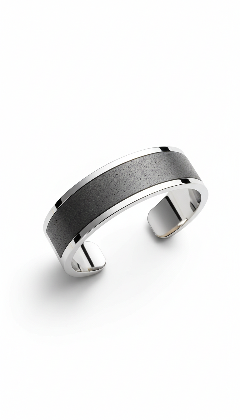 Brazalete Concrete Mist en grafito y plata